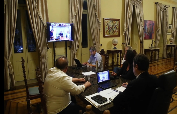 /A primeira reunião do grupo com Nelson Teich aconteceu na última segunda-feira. Foto: Governo do Estado /A primeira reunião do grupo com Nelson Teich aconteceu na última segunda-feira. Foto: Governo do Estado