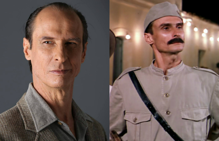 O ator Aramis Trindade e, ao lado, ele como Cabo 70.