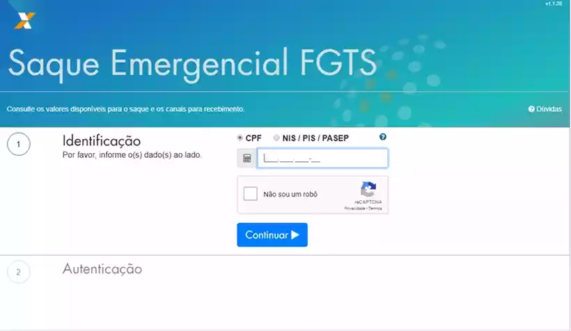 Área do site da Caixa onde o trabalhador pode informar que não deseja fazer o saque emergencial do FGTS/Foto: Reprodução