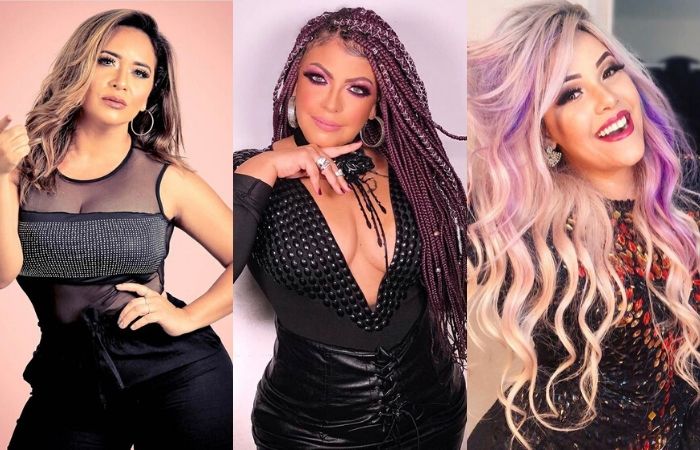 Cheila (Swing do Pará), Palas Pinho (Amigas do Brega) e Brunessa (Banda Sedutora)/Foto: Eclipse Promoções/Divulgação Cheila (Swing do Pará), Palas Pinho (Amigas do Brega) e Brunessa (Banda Sedutora)/Foto: Eclipse Promoções/Divulgação