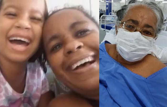 Taís Renata e Silvania não deixaram o Dia dos Avós passar em branco para a dona de casa Maria Elisabete, de 71 anos. (Foto: Cortesia/PCR.) Taís Renata e Silvania não deixaram o Dia dos Avós passar em branco para a dona de casa Maria Elisabete, de 71 anos./Foto: Cortesia/PCR.