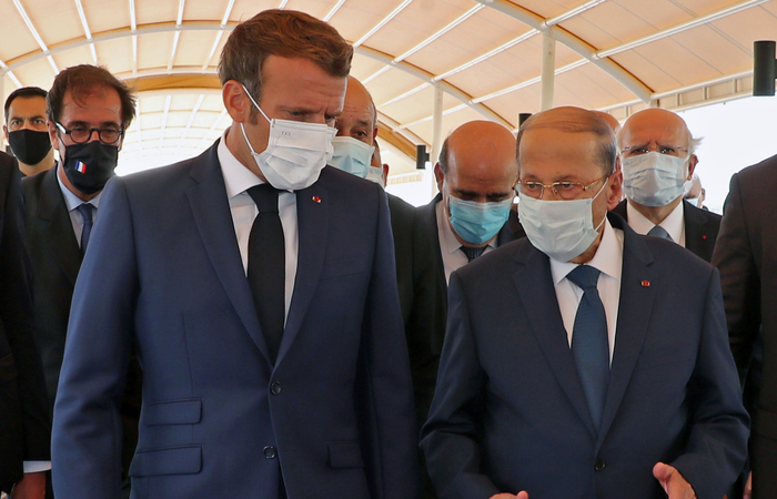 O presidente francês, Emmannuel Macron, pediu uma investigação internacional "transparente" durante encontro com o presidente libanês, Michel Aoun/Foto: Dalati And Nohra/AFP O presidente francês, Emmannuel Macron, pediu uma investigação internacional "transparente" durante encontro com o presidente libanês, Michel Aoun/Foto: Dalati And Nohra/AFP