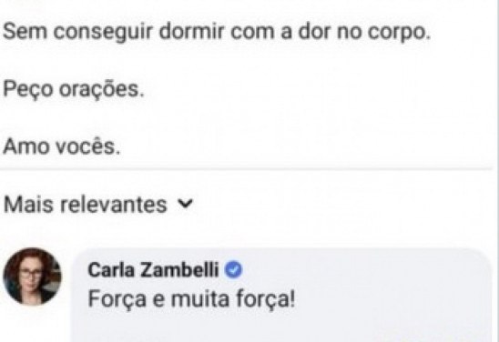 Postagem de Carla Zambelli é respondida por ela mesma no Twitter

