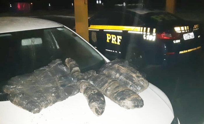 Motorista tentou correr dos policiais, mas caiu em um barranco e foi alcançado./Foto: Divulgação/PRF. Motorista tentou correr dos policiais, mas caiu em um barranco e foi alcançado./Foto: Divulgação/PRF.
