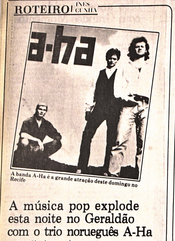 Notícia sobre show de A-ha no Diario, em 2 de junho de 1991