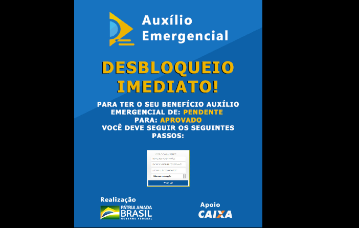 Um dos golpes aplicados pelos criminosos para roubar dados.