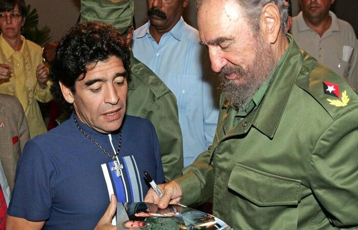 Ídolo argentino e líder cubano tiveram longa relação fraternal/Foto: Ismael Francisco Gonzalez Ídolo argentino e líder cubano tiveram longa relação fraternal/Foto: Ismael Francisco Gonzalez