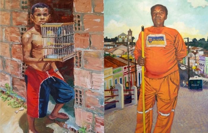 Menino com gaiola (2020) e Em Um rei africano em Olinda (2020)