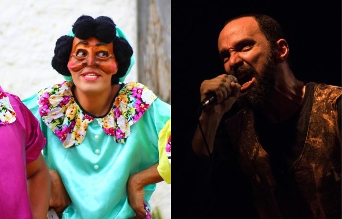 Re-te-tei e A Paixão de Brutus - Um Teatro-Canção sobre o Julio Cesar de Shakespeare, atrações desta segunda/Foto: Tropa do Balacobac e Davidson Rocha/Divulgação Re-te-tei e A Paixão de Brutus - Um Teatro-Canção sobre o Julio Cesar de Shakespeare, atrações desta segunda/Foto: Tropa do Balacobac e Davidson Rocha/Divulgação