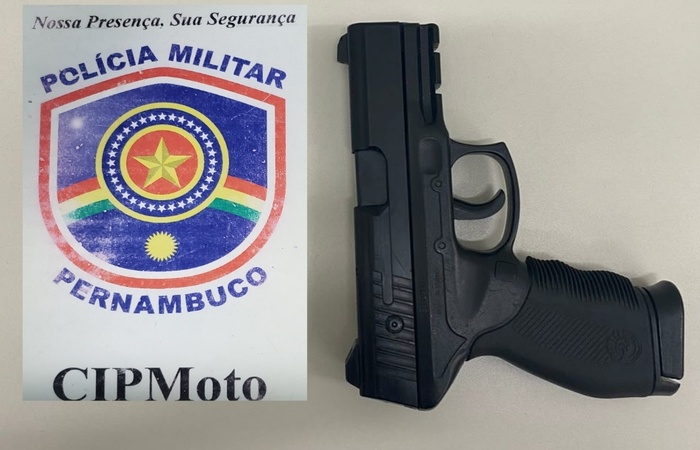 Arma apreendida na ação policial./Foto: PM/ Divulgação Arma apreendida na ação policial./Foto: PM/ Divulgação