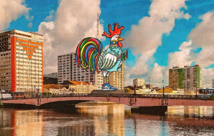 A arte foi inspirada no Galo da Madrugada de 2011/Foto: Recife Ordinário/Divulgação A arte foi inspirada no Galo da Madrugada de 2011/Foto: Recife Ordinário/Divulgação
