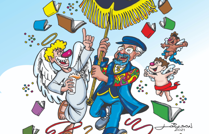 Além de livreiro, Tarcísio Pereira ficou conhecido por fundar o bloco carnavalesco Nóis Sofre Mas Nóis Goza/Arte: Lailson de Holanda Além de livreiro, Tarcísio Pereira ficou conhecido por fundar o bloco carnavalesco Nóis Sofre Mas Nóis Goza/Arte: Lailson de Holanda