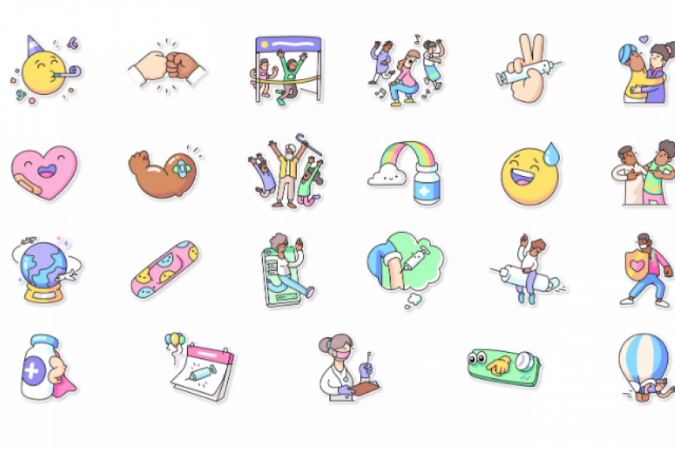 /Os adesivos foram desenhados pela OMS e tem o objetivo de compartilhar informação de forma mais leve. Foto: Divulgação /Os adesivos foram desenhados pela OMS e tem o objetivo de compartilhar informação de forma mais leve. Foto: Divulgação