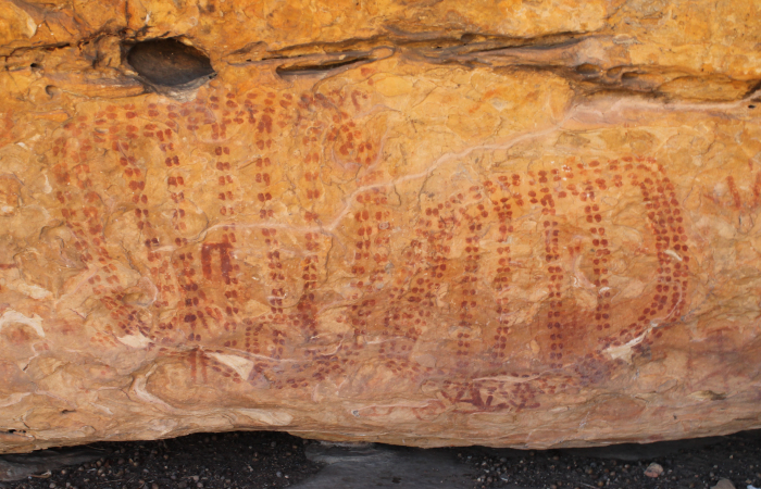 Pintura rupestre da Tradição Nordeste encontrada em uma gruta do Catimbau/Foto: Neison Freire/Divulgação Pintura rupestre da Tradição Nordeste encontrada em uma gruta do Catimbau/Foto: Neison Freire/Divulgação