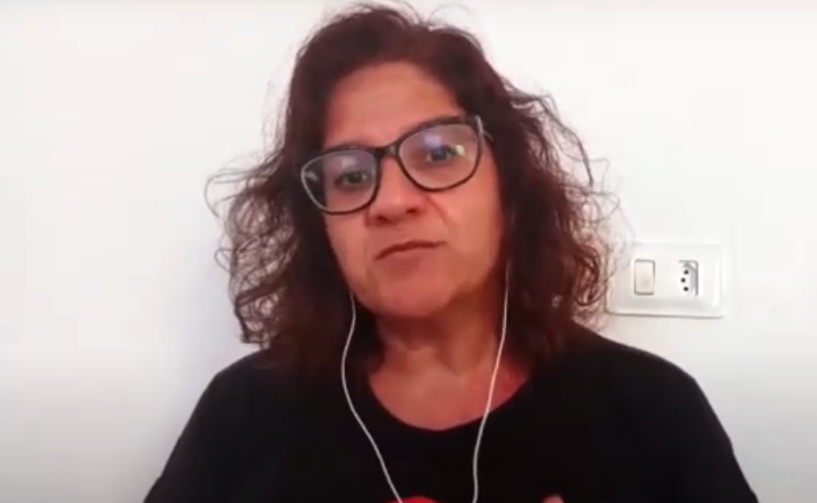 Coordenadora geral do Simpere, Claudia Ribeiro, durante reunião virtual./Reprodução/Redes Sociais/Simpere