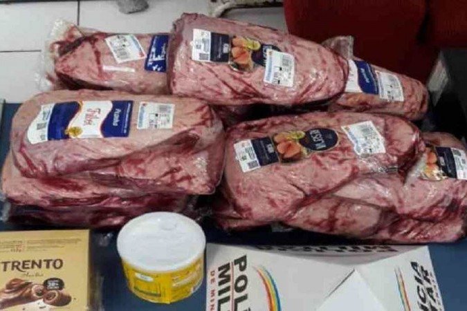 /Peças de picanha foram furtadas no supermercado para serem vendidas posteriormente. Foto: PMMG/Divulgação /Peças de picanha foram furtadas no supermercado para serem vendidas posteriormente. Foto: PMMG/Divulgação