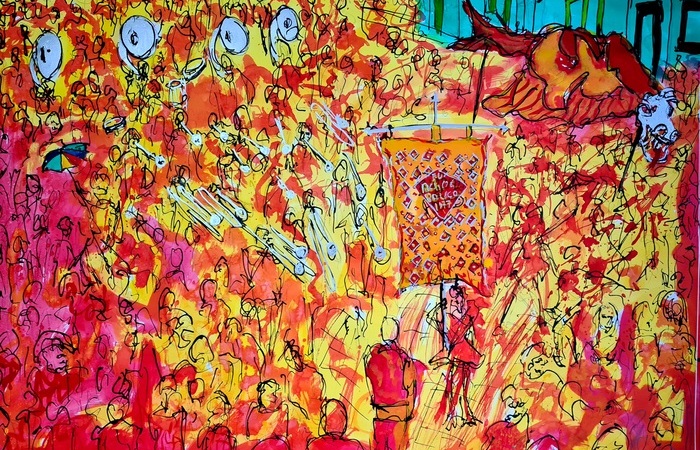 A troça Eu Acho é Pouco é uma das homenageadas pelo artista plástico