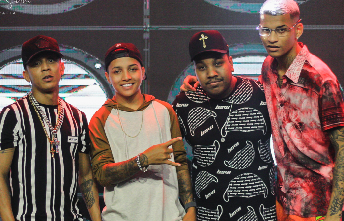 <C Troia, MC Zaquin, John Johnis e Anderson Neiff em gravação/Foto: Wilker Silva/Divulgação <C Troia, MC Zaquin, John Johnis e Anderson Neiff em gravação/Foto: Wilker Silva/Divulgação