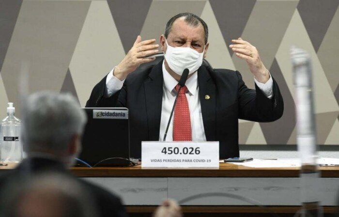 Em áudio vazado, presidente da CPI fez comentário durante intervenção do senador Marcos do Val (Podemos-ES), que criticava o depoimento da infectologista vetada pelo Planalto/crédito: Jefferson Rudy/Agência Senado Em áudio vazado, presidente da CPI fez comentário durante intervenção do senador Marcos do Val (Podemos-ES), que criticava o depoimento da infectologista vetada pelo Planalto/crédito: Jefferson Rudy/Agência Senado