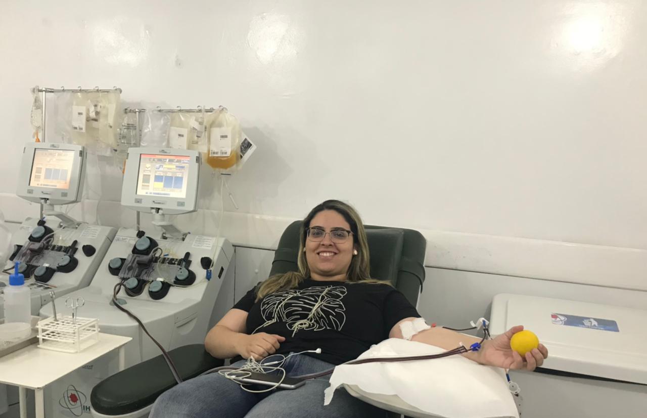 A médica clínica do Ihene, Paula Karina, também é doadora de sangue