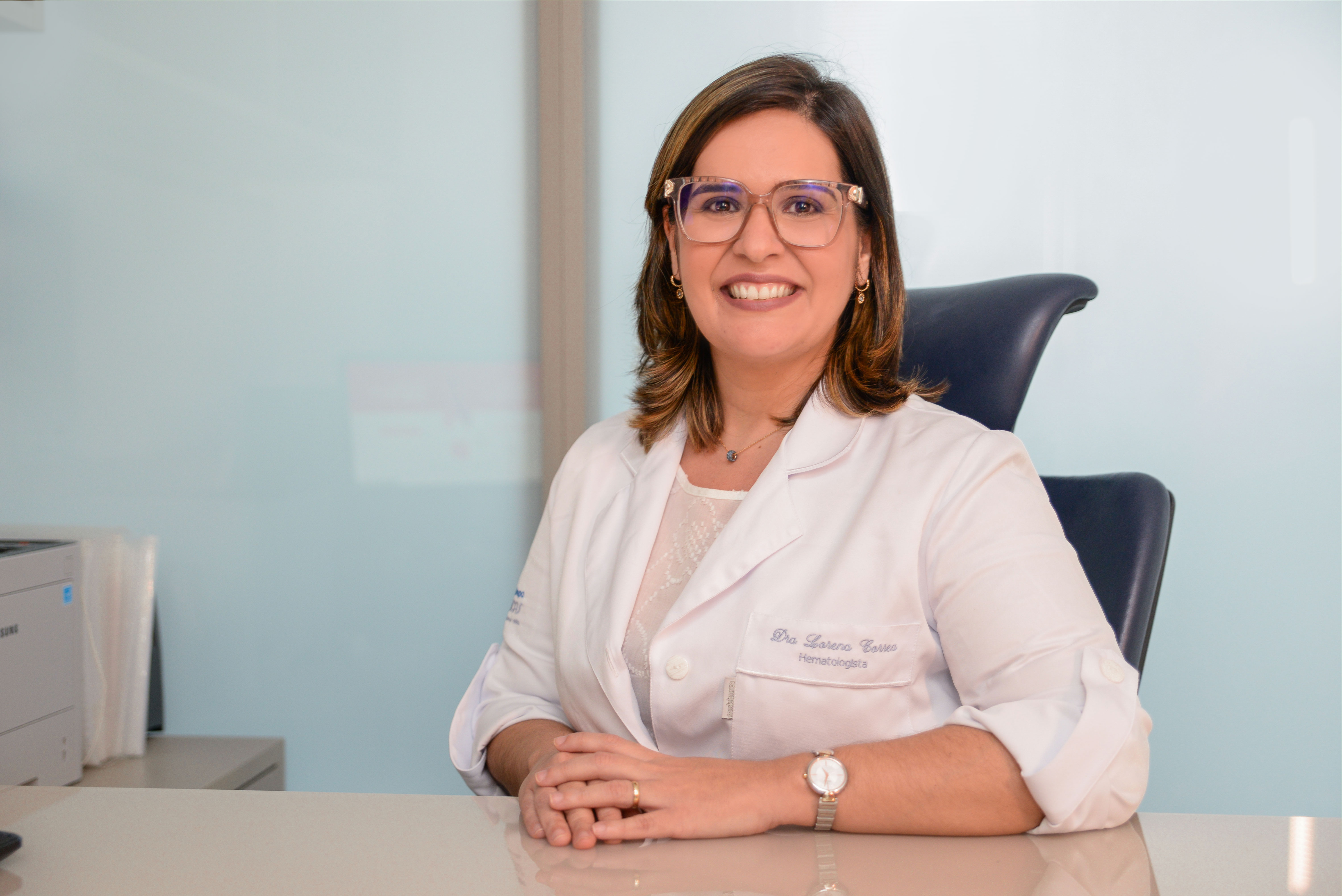 Médica hematologista do Hospital das Clínicas da UFPE/Ebserh, Lorena Corrêa./Foto: Paula Maestrali/HC Médica hematologista do Hospital das Clínicas da UFPE/Ebserh, Lorena Corrêa./Foto: Paula Maestrali/HC