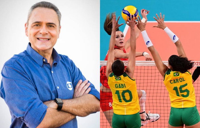 A empolga&ccedil;&atilde;o do comunicador divertiu o p&uacute;blico, n&atilde;o s&oacute; pela euforia, mas pelos bord&otilde;es utilizados por ele durante a partida/Fotos: Rede Globo/Divulga&ccedil;&atilde;o e Pedro Prado/AFP