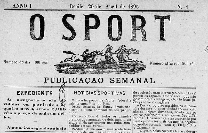 Capa da primeira edição do jornal O Sport, em 1895