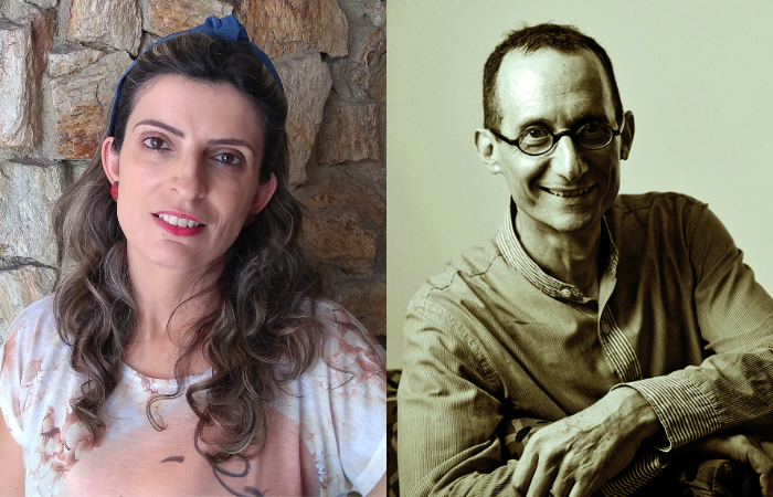 Vanessa Molnar, autora de A importância dos telhados, e Luis Krausz, autor de Opulência./Foto: Divulgação Vanessa Molnar, autora de A importância dos telhados, e Luis Krausz, autor de Opulência./Foto: Divulgação