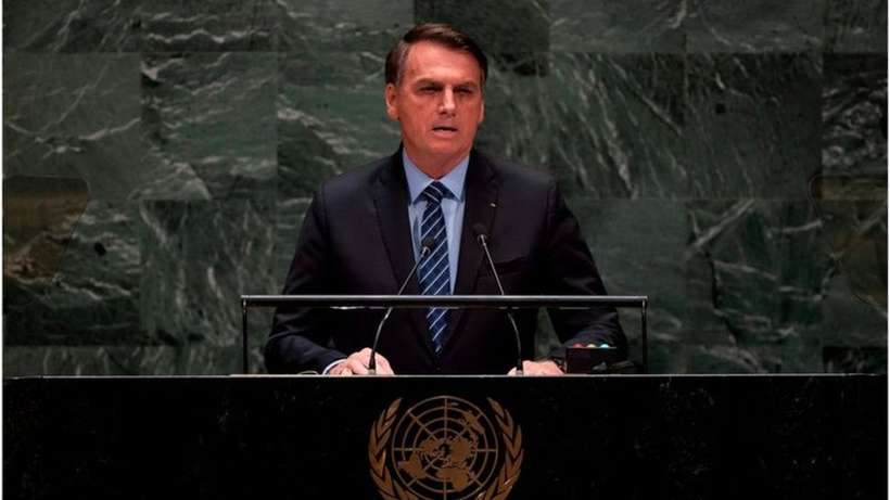 Jair Bolsonaro em discurso na abertura da Assembleia-Geral da ONU em 2019/Foto: AFP Jair Bolsonaro em discurso na abertura da Assembleia-Geral da ONU em 2019/Foto: AFP