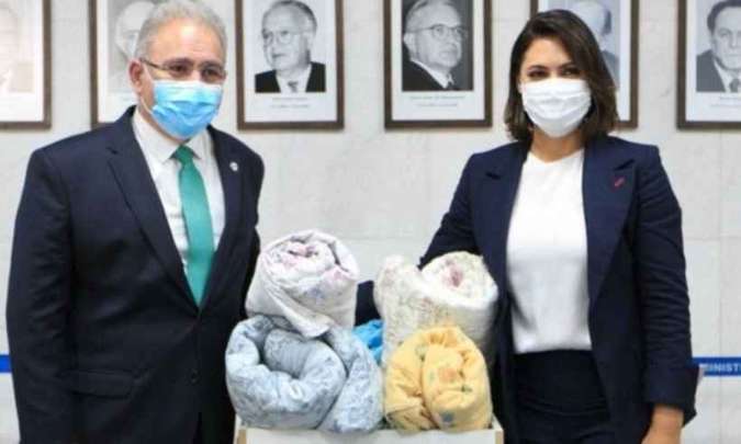 Ministro da Saúde, Marcelo Queiroga, e a primeira-dama, Michelle Bolsonaro/Foto: Ministério da Saúde/Reprodução Ministro da Saúde, Marcelo Queiroga, e a primeira-dama, Michelle Bolsonaro/Foto: Ministério da Saúde/Reprodução