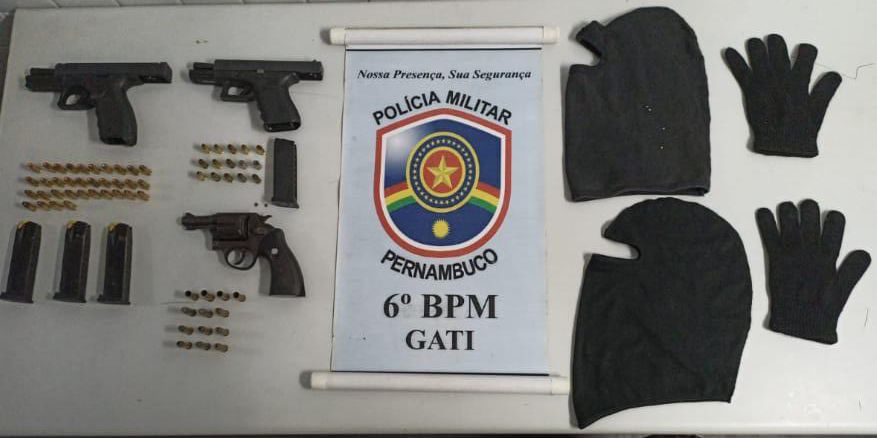 Trio comete homicídio na regional de Muribeca./PMPE/Divulgação