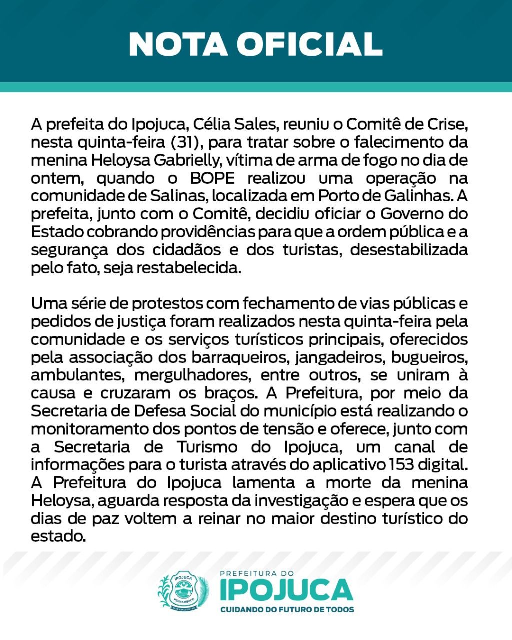 Prefeita do Ipojuca se reuniu com Comitê de Crise nesta quinta-feira, enquanto população protestava