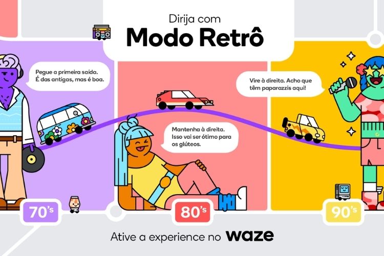 Motoristas poder&atilde;o ouvir os comandos de navega&ccedil;&atilde;o com as g&iacute;rias e linguagem retr&ocirc; de cada per&iacute;odo/Reprodu&ccedil;&atilde;o