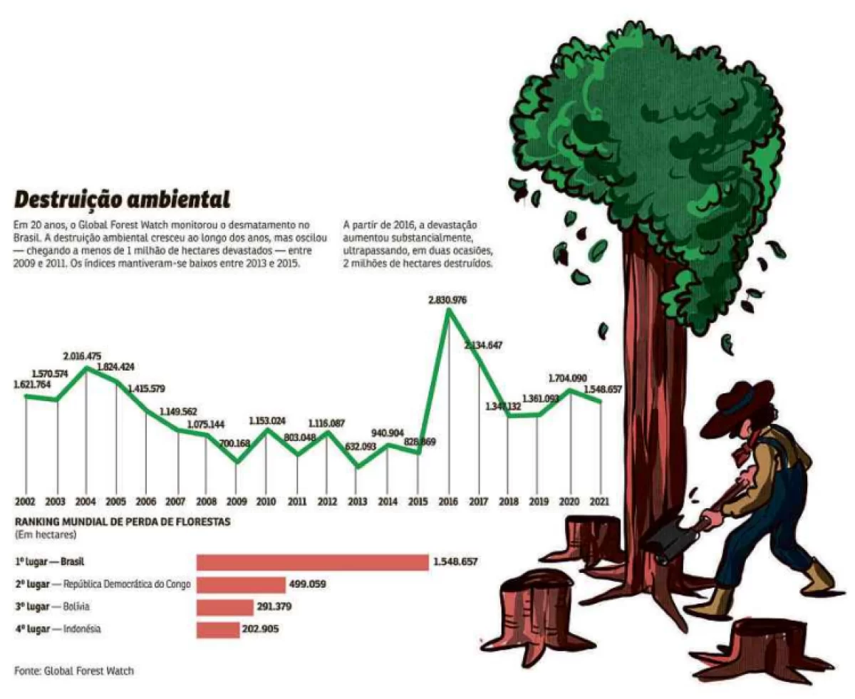 Brasil lidera ranking de devastação de floresta