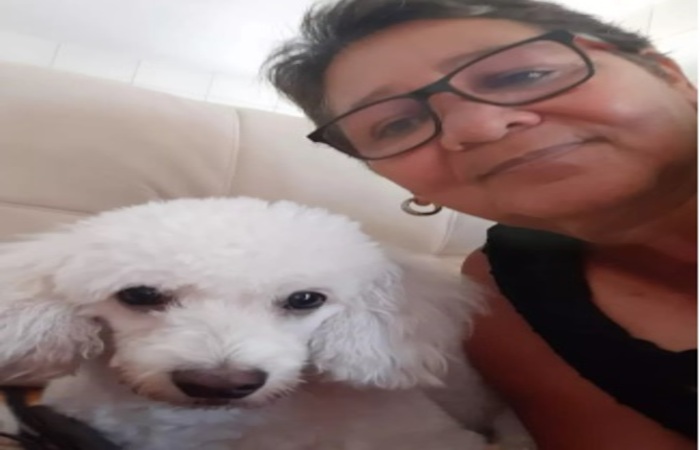 /Foto: Edna foi baleada no rosto. Seu cachorro, baleado no tórax, também faleceu. Foto: Reprodução/WhatsApp.