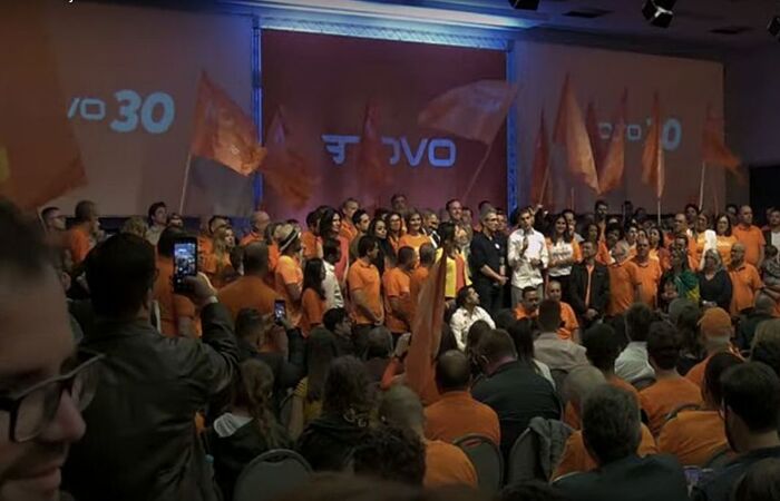 Em seu discurso, presidenciável defendeu a união do país/Crédito: Reprodução Youtube/Convenção Nacional do NOVO 2022 Em seu discurso, presidenciável defendeu a união do país/Crédito: Reprodução Youtube/Convenção Nacional do NOVO 2022