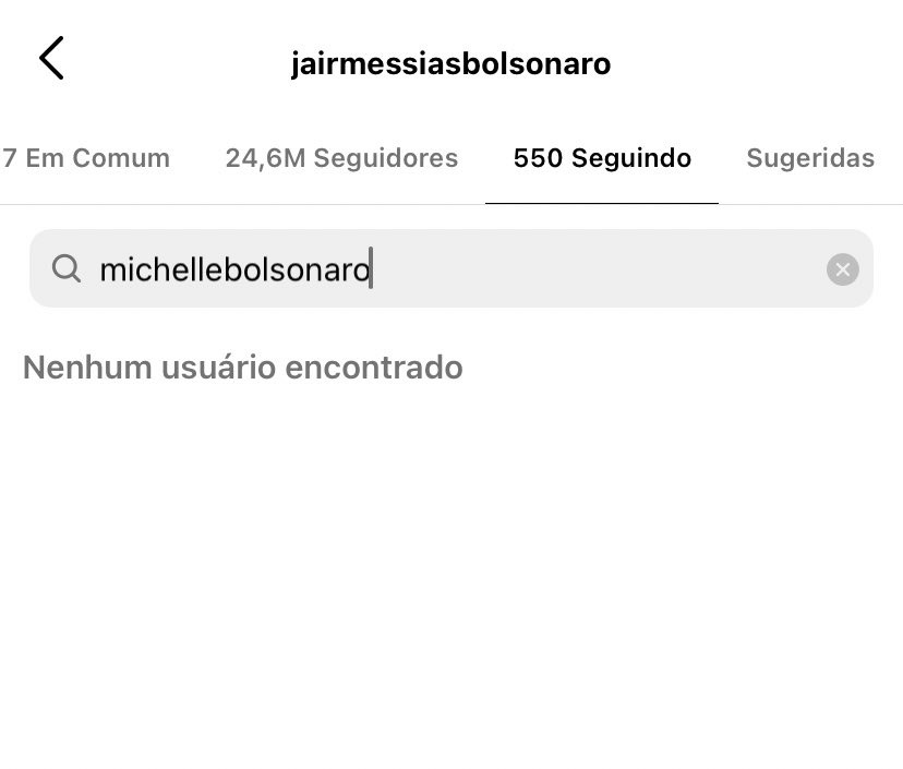 Jair e Michelle não se seguem mais no Instagram