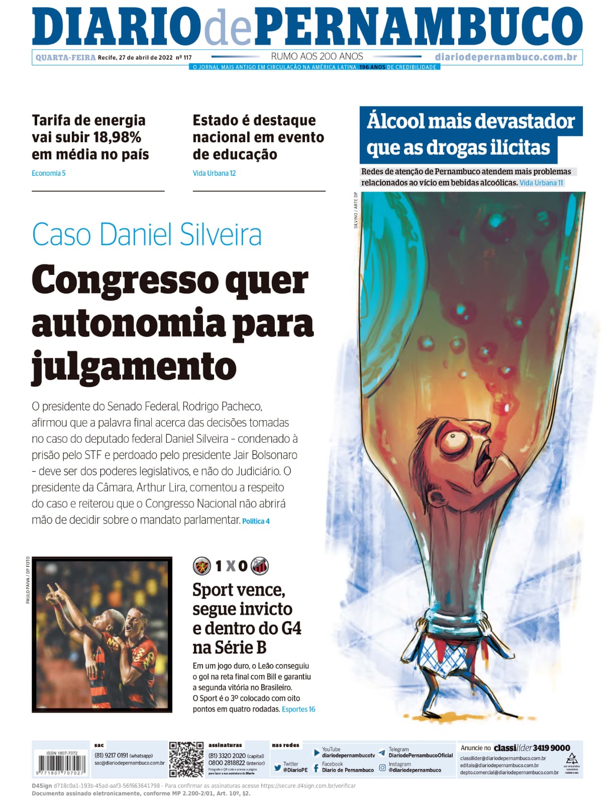 Capa da edição publicada no dia 27 de abril, quando a arte premiada foi divulgada