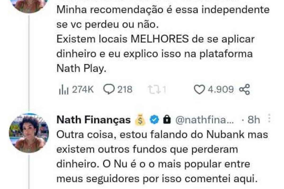 Influenciadora Nath Finanças critica fundo ofertado pelo Nubank como reserva de emergência
