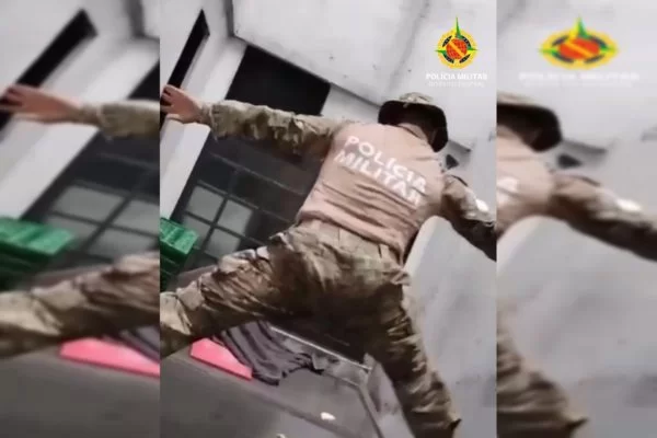 Urubu foi resgatada no poço de ventilação no DF/Divulgação/PMDF Urubu foi resgatada no poço de ventilação no DF/Divulgação/PMDF