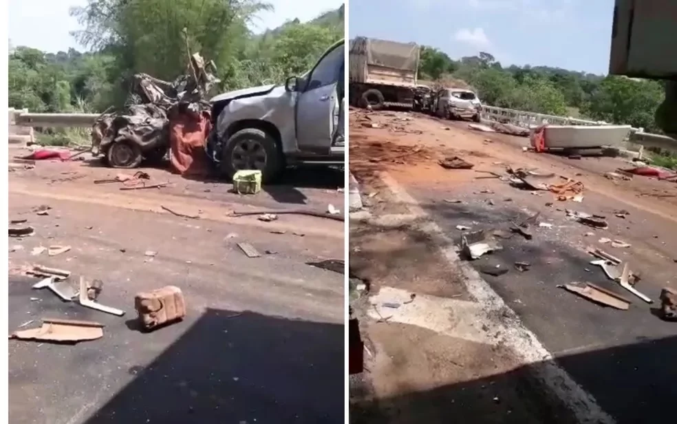 A Polícia Rodoviária Federal informou que a rodovia está completamente interditada