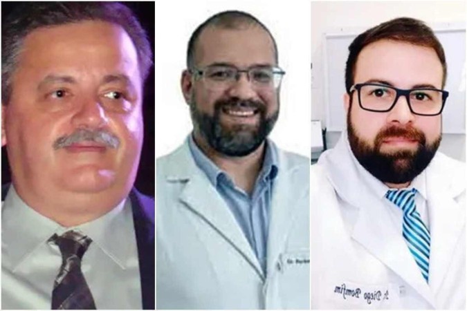 Marcos de Andrade Corsato (à esquerda), Perseu Ribeiro Almeida (centro) e Diego Ralf Bomfim foram os médicos assassinados no quiosque/Reprodução/Redes sociais Marcos de Andrade Corsato (à esquerda), Perseu Ribeiro Almeida (centro) e Diego Ralf Bomfim foram os médicos assassinados no quiosque/Reprodução/Redes sociais