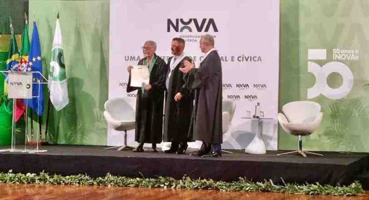O cantor e compositor Gilberto Gil, 81 anos, recebeu, nesta terça-feira, o título de doutor honoris causa concedido pela Universidade Nova de Lisboa/foto: Felipe Eduardo Varela/Especial para o Correio