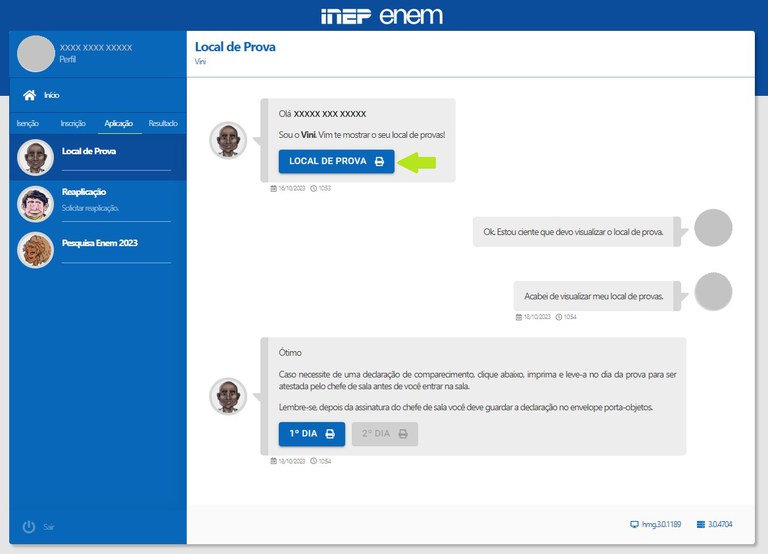 Local de prova do Enem 2023 está no Cartão de Confirmação de Inscrição/REPRODUÇÃO Local de prova do Enem 2023 está no Cartão de Confirmação de Inscrição/REPRODUÇÃO