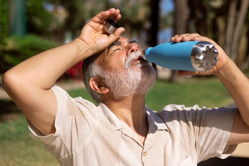 Para repor a perca de líquido do corpo humano por causa do calor, é importante se hidratar/Crédito: Freepik Para repor a perca de líquido do corpo humano por causa do calor, é importante se hidratar/Crédito: Freepik