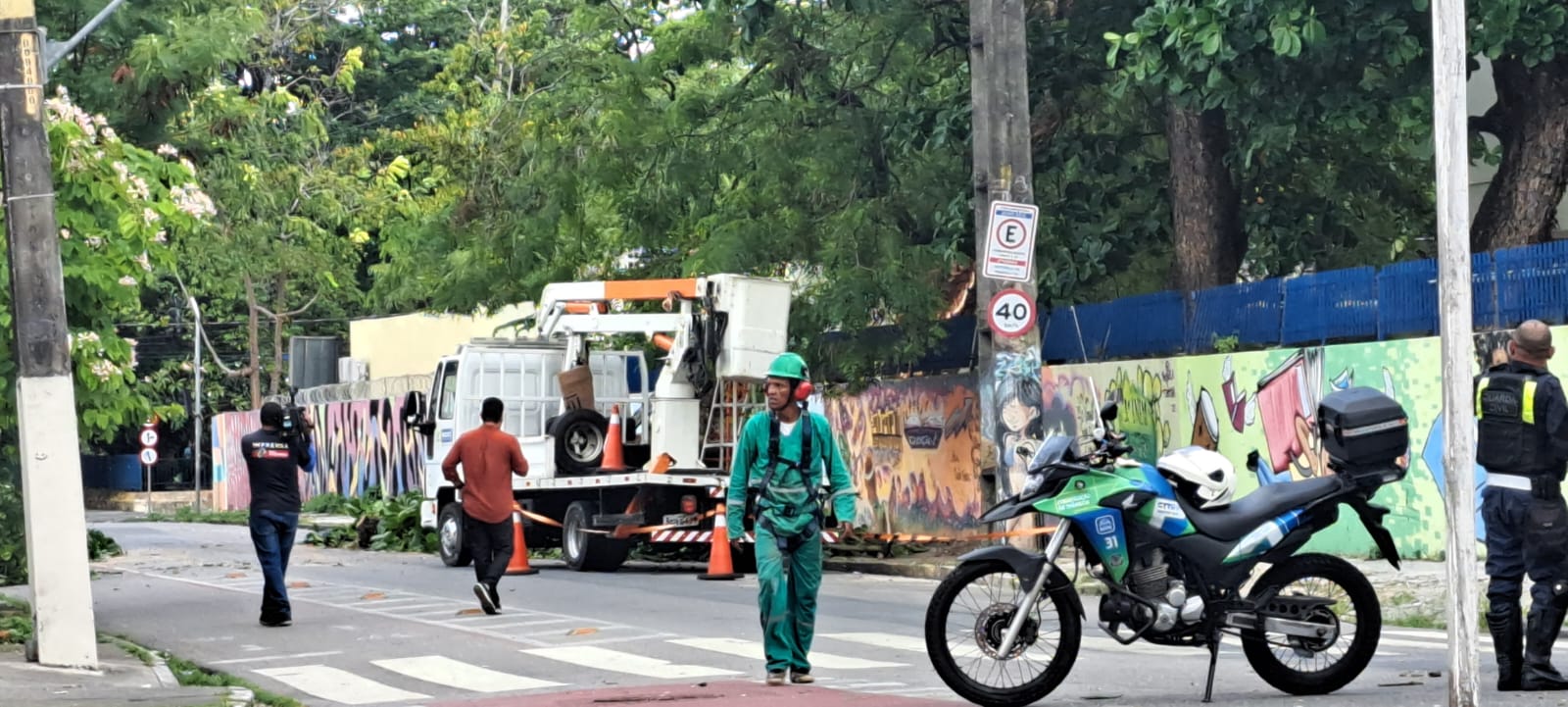 Rua foi interditada no Recife após queda de árvore/Foto:Ana Paula Câmara/Cortesia Rua foi interditada no Recife após queda de árvore/Foto:Ana Paula Câmara/Cortesia