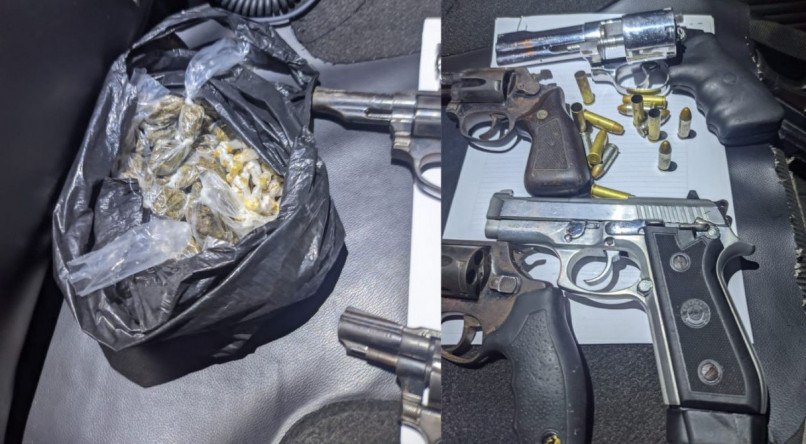 Com os suspeitos, foram apreendidas armas de fogo, drogas e dinheiro em espécie