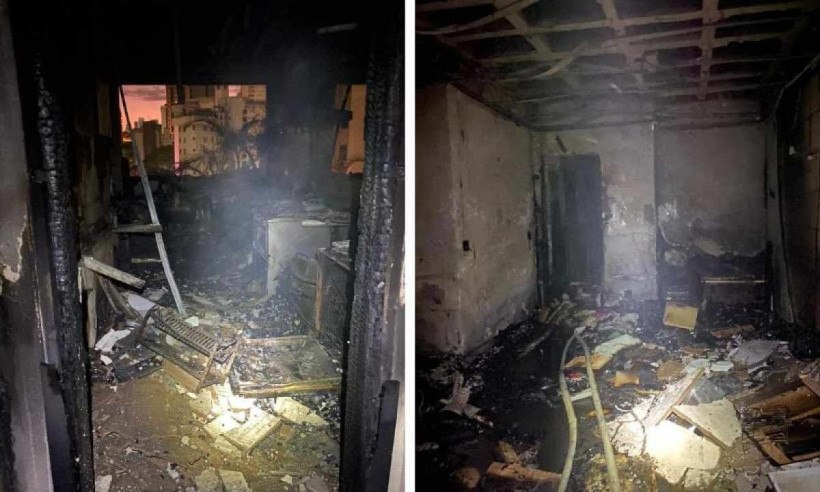 Incêndio de grandes proporções destruiu apartamento no bairro Lourdes, em Belo Horizonte/Crédito: CBMMG Incêndio de grandes proporções destruiu apartamento no bairro Lourdes, em Belo Horizonte/Crédito: CBMMG