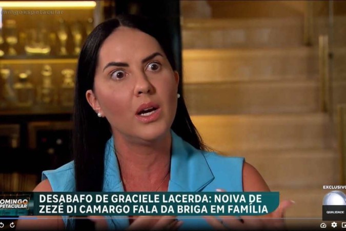 Graciele Lacerda admite que criou perfil fake/Crédito: Reprodução: Domingo Espetacular