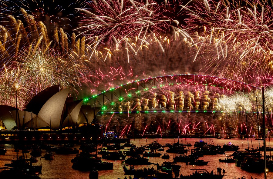 Virada de ano em Sydney, na Austrália/IZHAR KHAN / AFP Virada de ano em Sydney, na Austrália/IZHAR KHAN / AFP